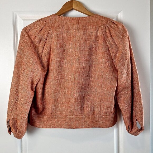 Eye Orange Shimmer Linen Blend Crop Jacket - Picture 2 of 8